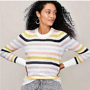 LOFT Striped Puff Sleeve Sweater